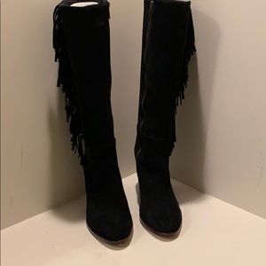 Splendid black suede boots with fringe